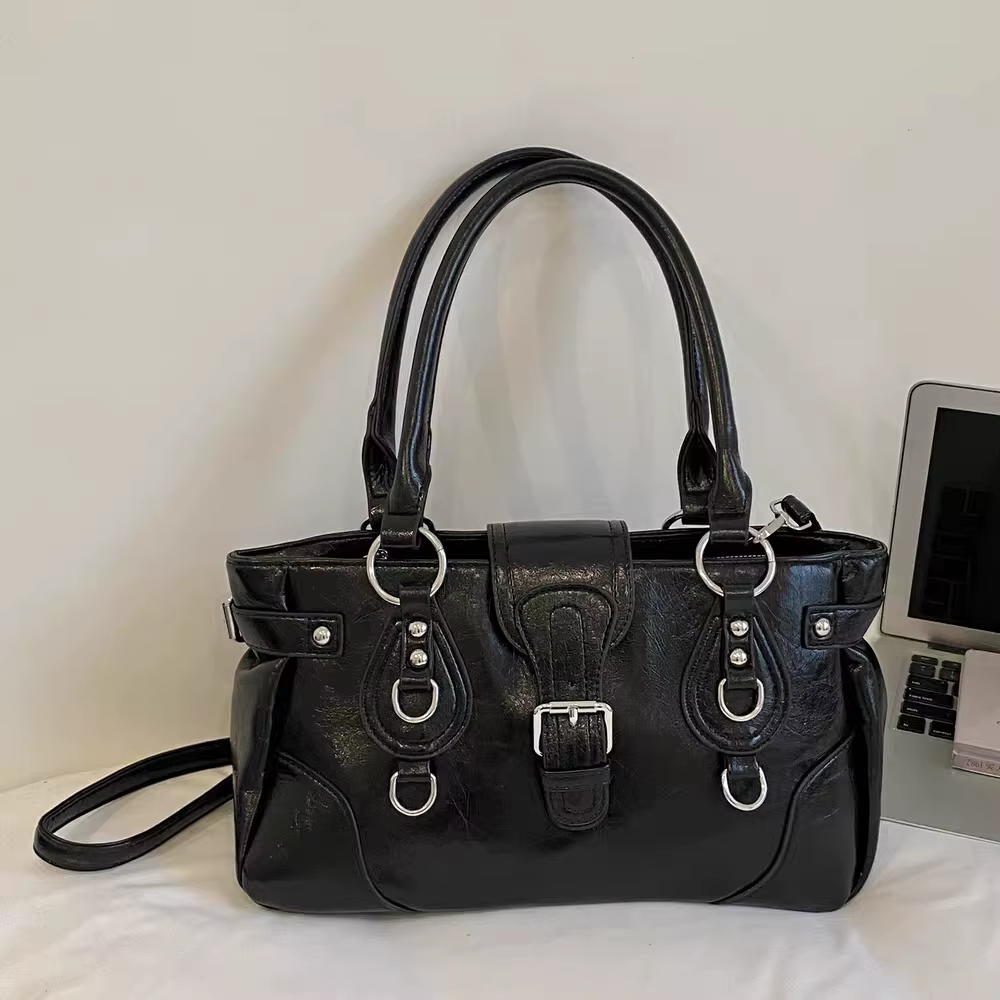 Sac à main Hobo, sac à bandoulière pour femme style motard