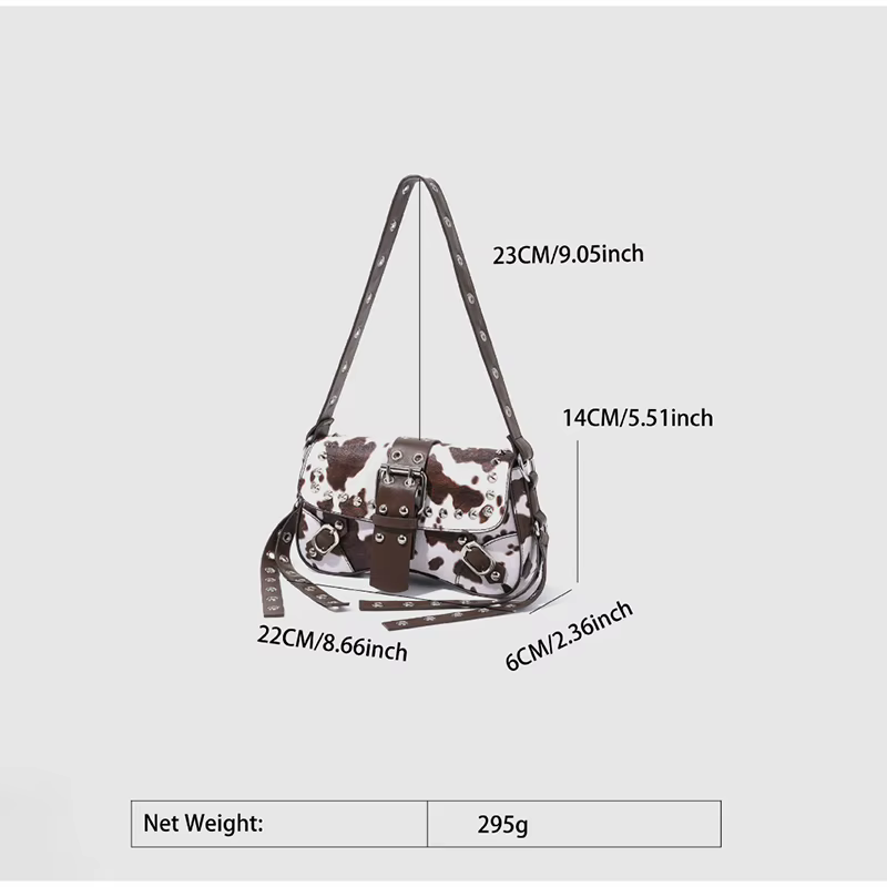 Sac bandoulière en jean à rivets pour femme