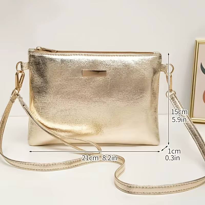 Sac à bandoulière élégant doré brillant