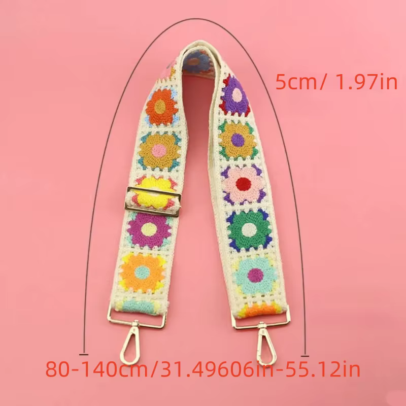 Nouvelle mode Crochet fleur sac sangle large réglable sac à bandoulière