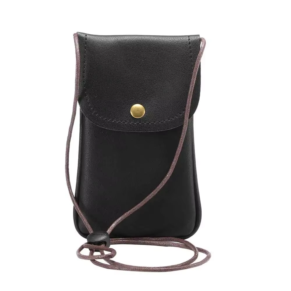 Mini petit sac de téléphone en cuir PU épaule bandoulière portefeuille étui sangle de cou pour iPhone pour Samsung pour