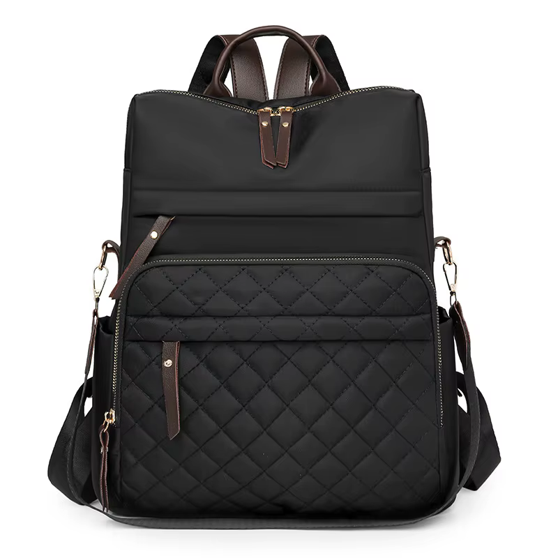 Sac à dos matelassé en cuir brodé pour femmes