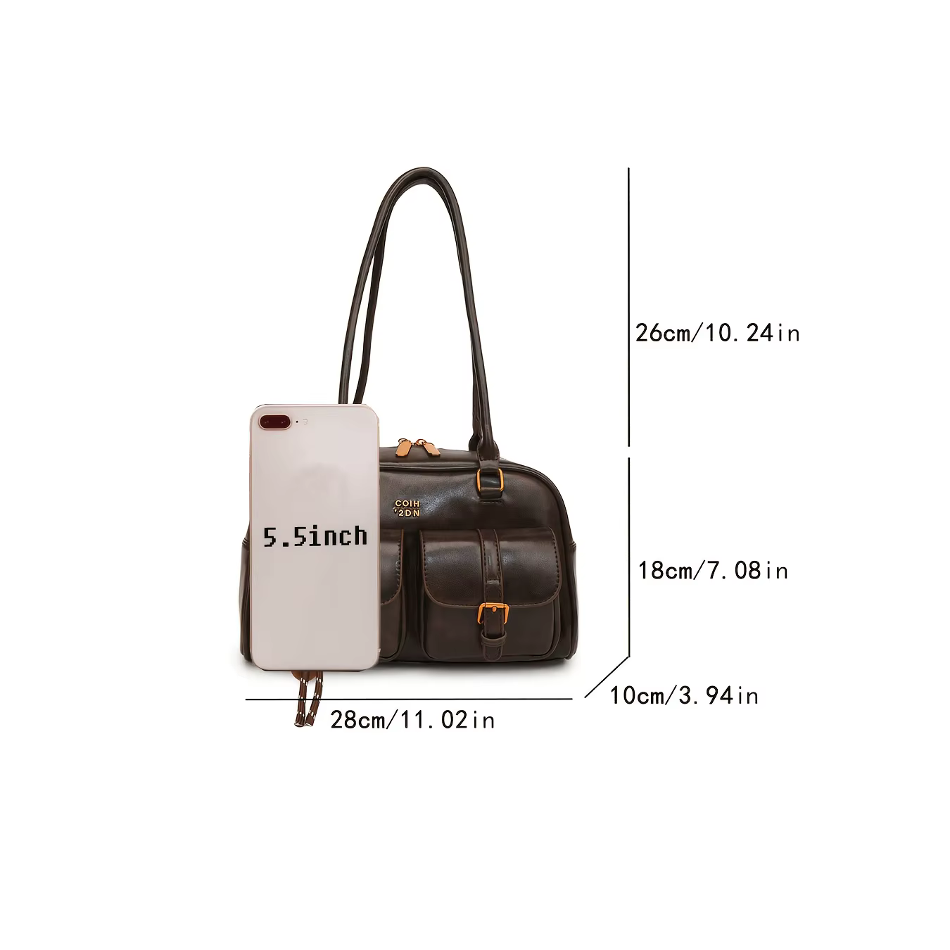 Sac à main multi-poches marron café pour femmes