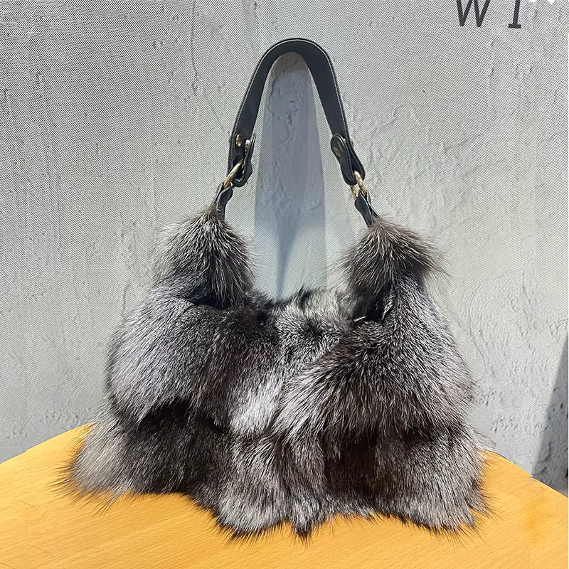 Sac à main en fourrure véritable de luxe pour femme