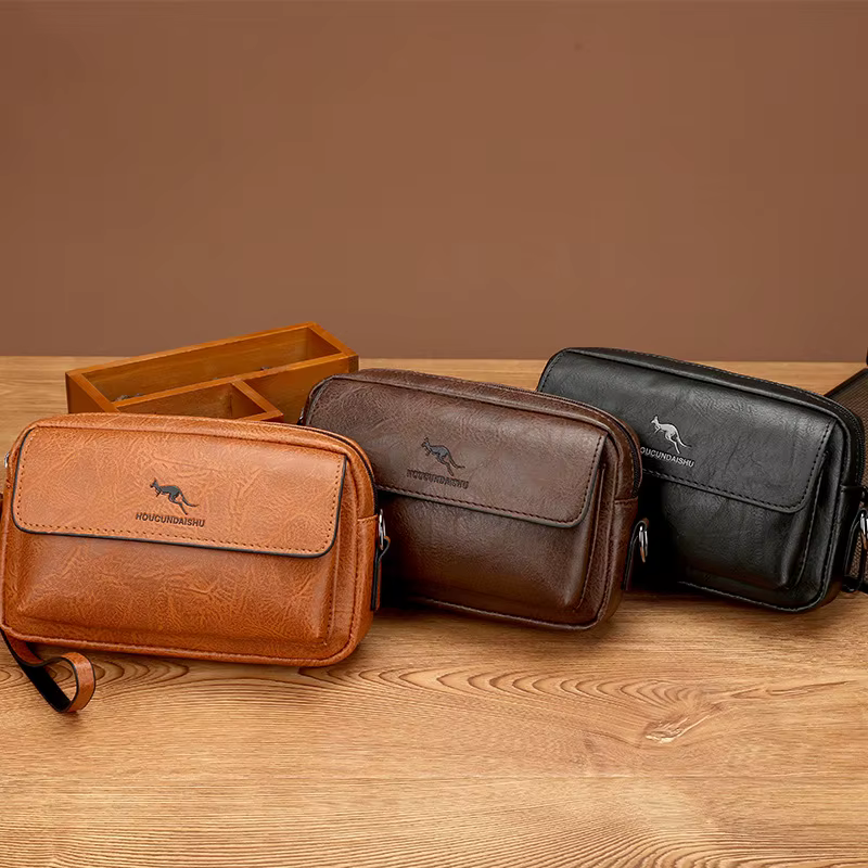 Pochette en cuir PU pour hommes, portefeuille Long, Mini sac à main à bandoulière carré, porte-carte croisé, pochette nécessaire pour téléphone, sac à main