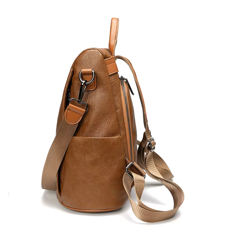 Sac à dos antivol marron pour femme