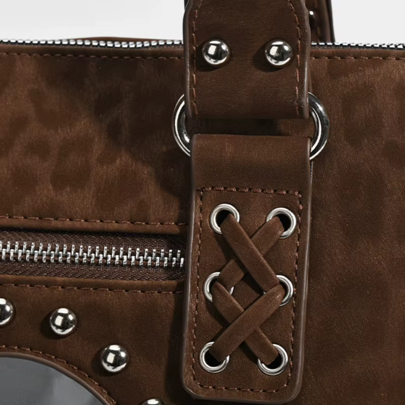 Sac bandoulière rétro à imprimé léopard