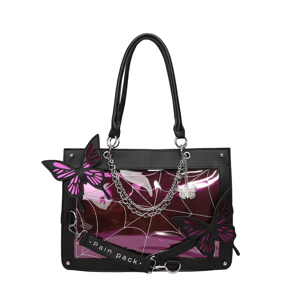 Sac fourre-tout original à bandoulière motif papillon Lolita Gothic