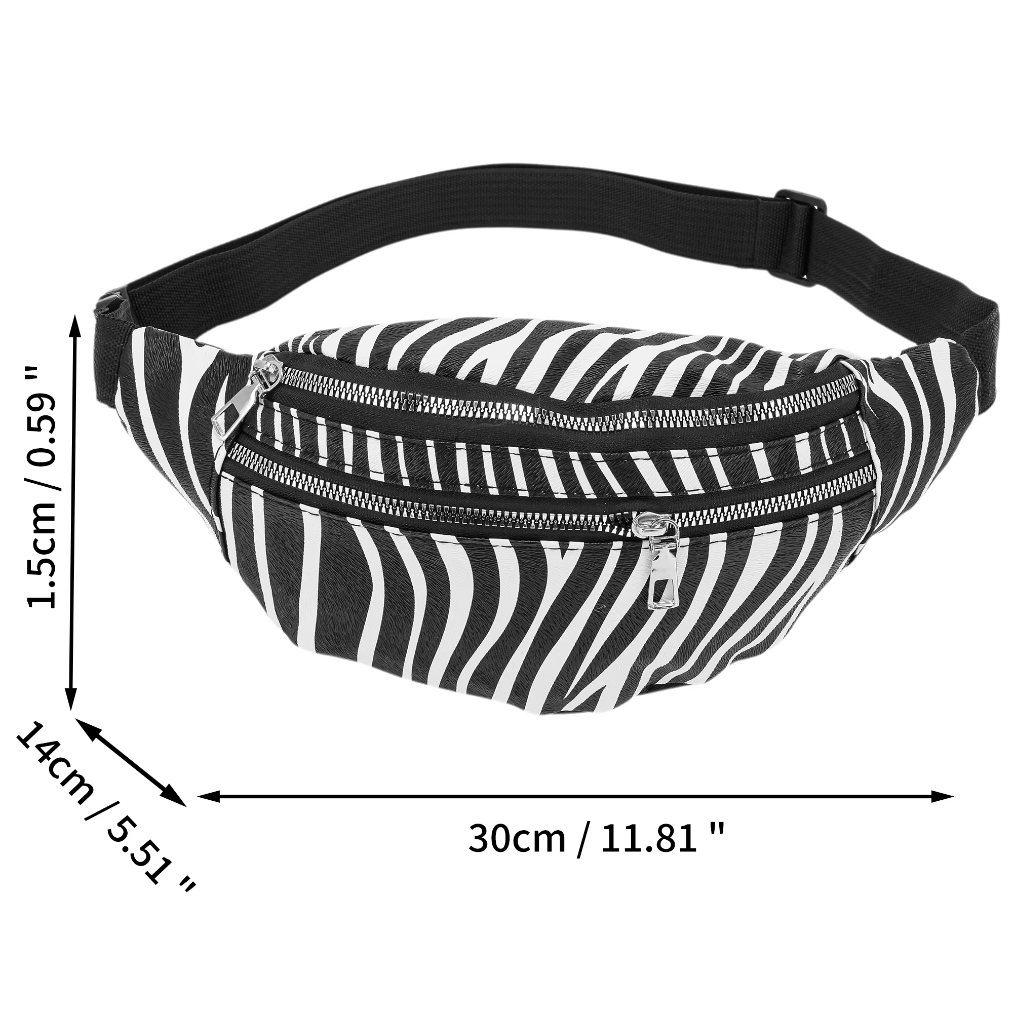 X Autohaux Zèbre Motif Fanny Pack Noir Blanc 1 Pc