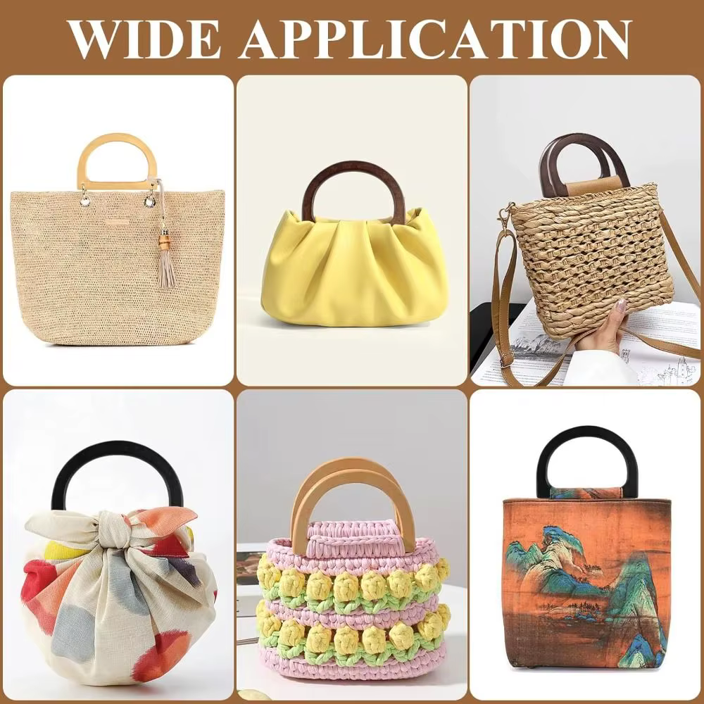 Nouvelles poignées de sac en bois en forme de D pour sacs DIY
