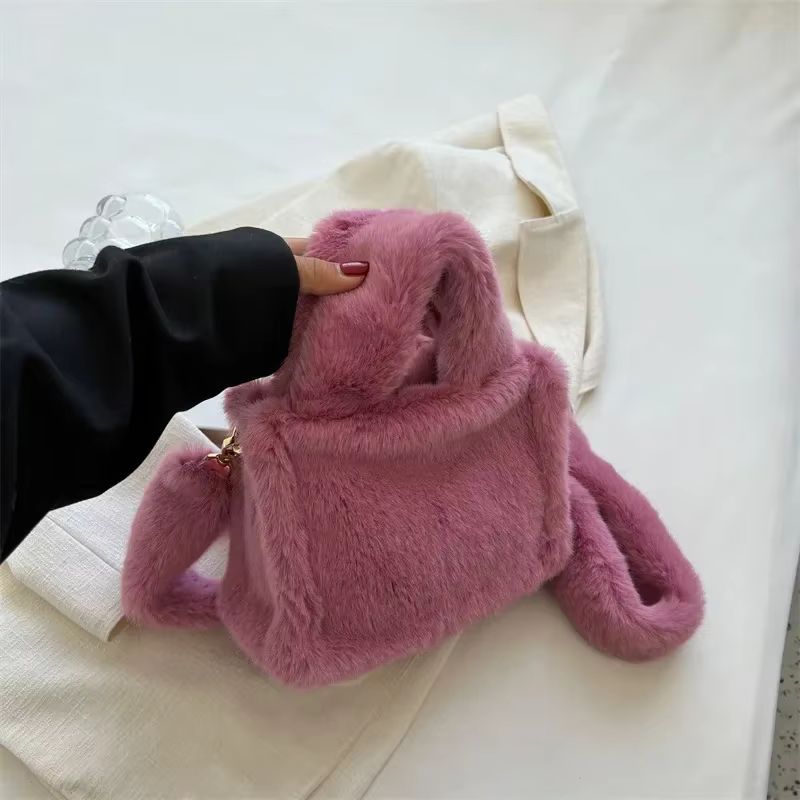 Sac à Main de Luxe en Fausse Fourrure pour Femme