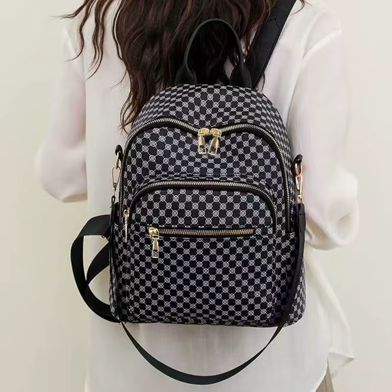 Sac à dos en PU à motif quadrillé pour usage quotidien