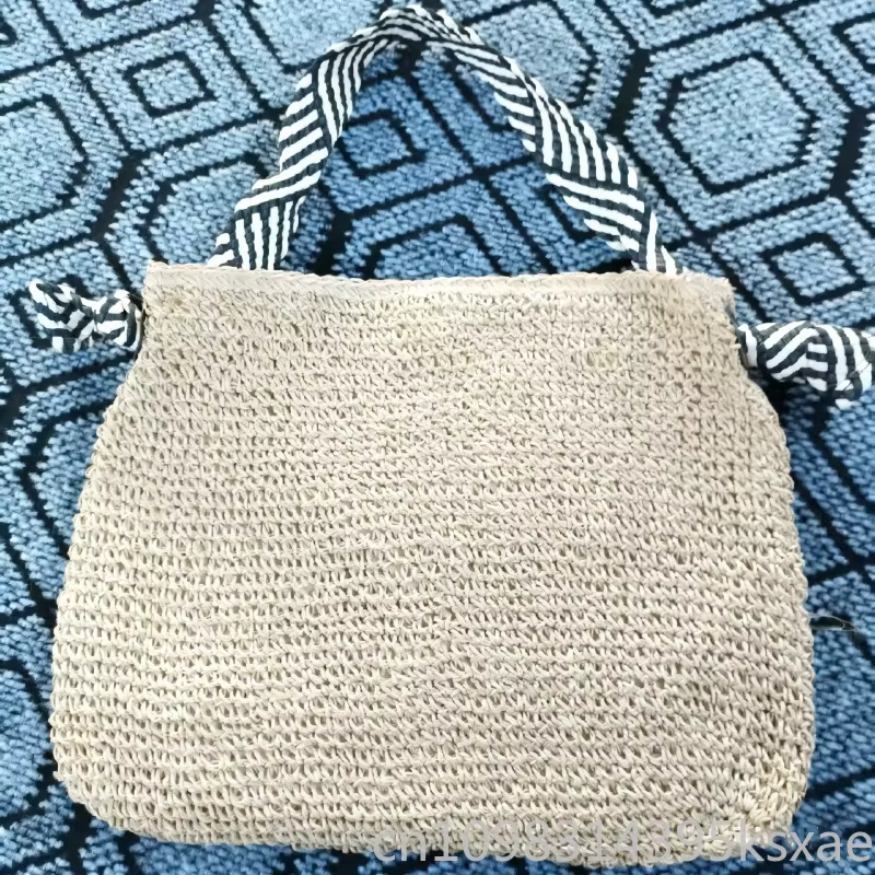 Sac à bandoulière pour femme, sac d'été en paille tressée, sac sous le bras de grande capacité, petit sac carré color block