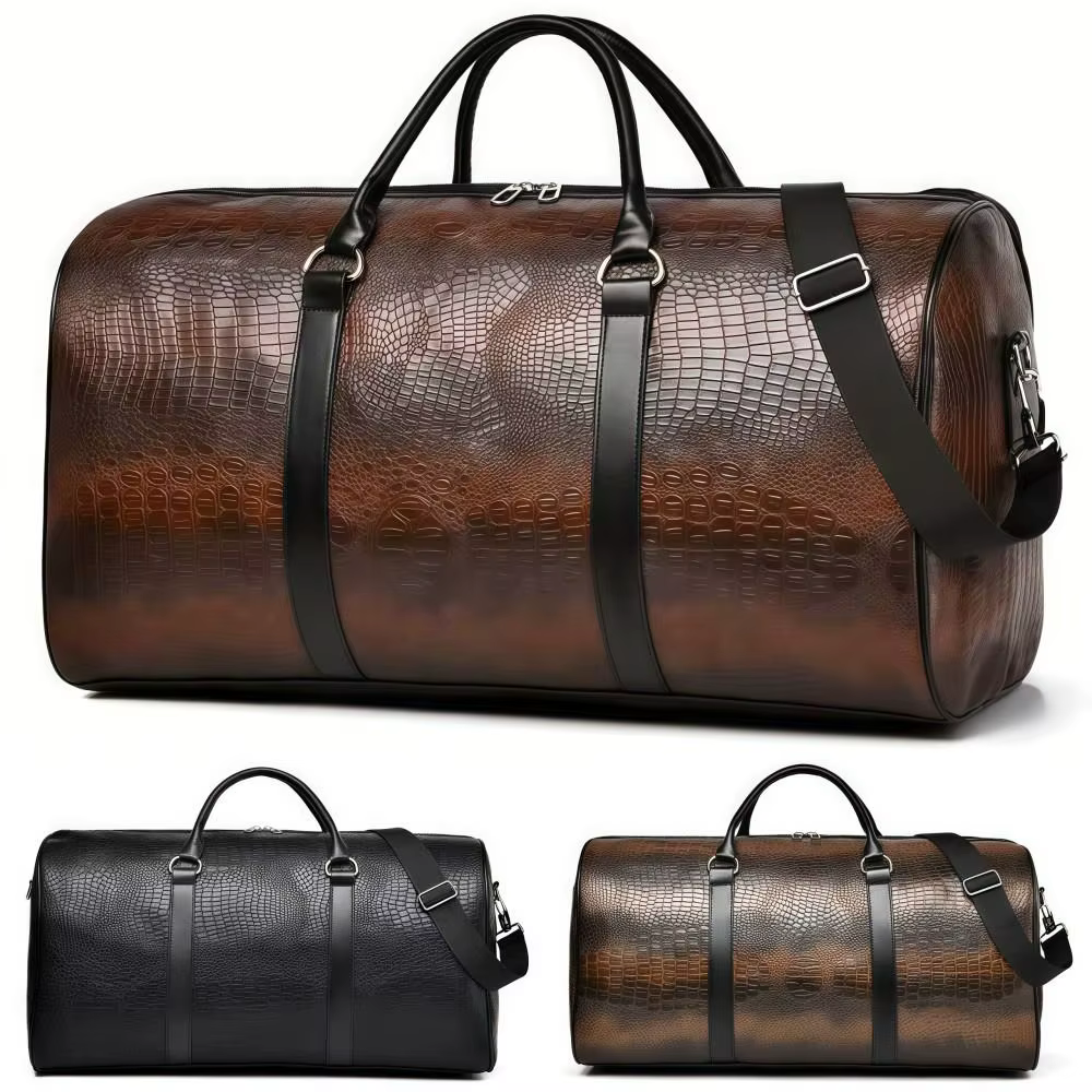 Sac de voyage en cuir PU texturé Crocodile