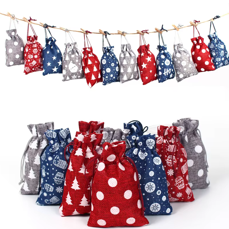 Sacs de noël en Jute 10 pièces/lot