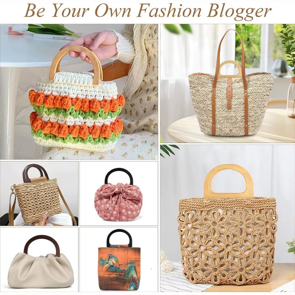 Nouvelles poignées de sac en bois en forme de D pour sacs DIY
