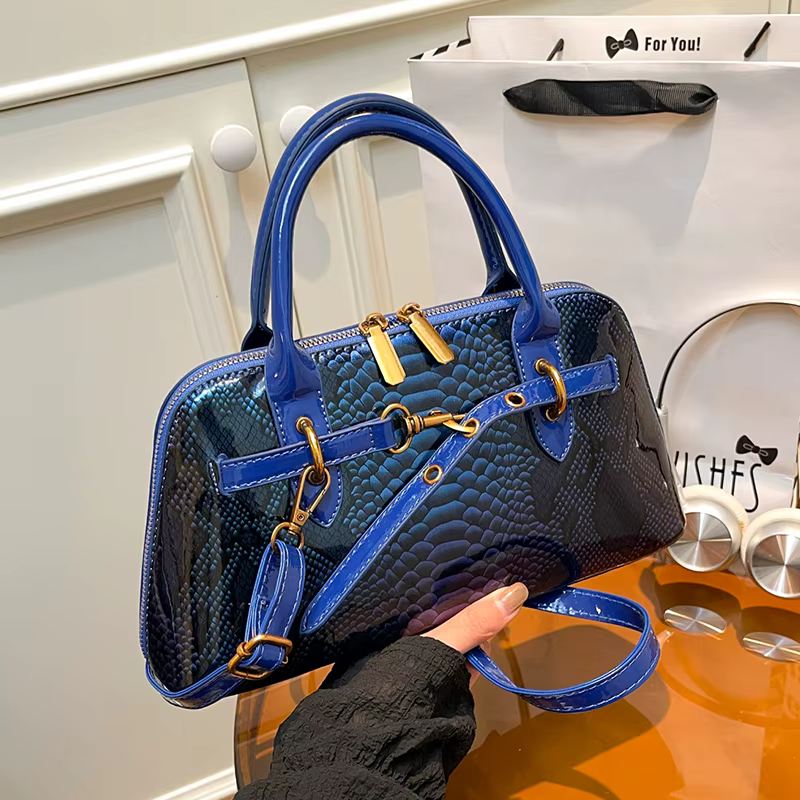 Sac à main classique en cuir motif serpent pour femmes