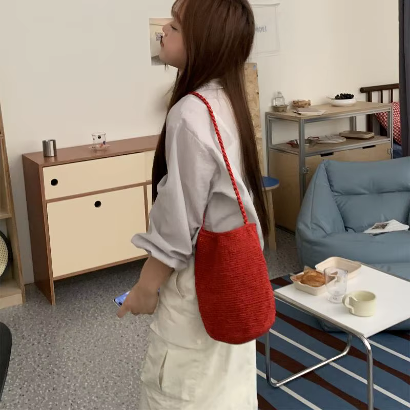 Sac seau tissé à la main grande capacité