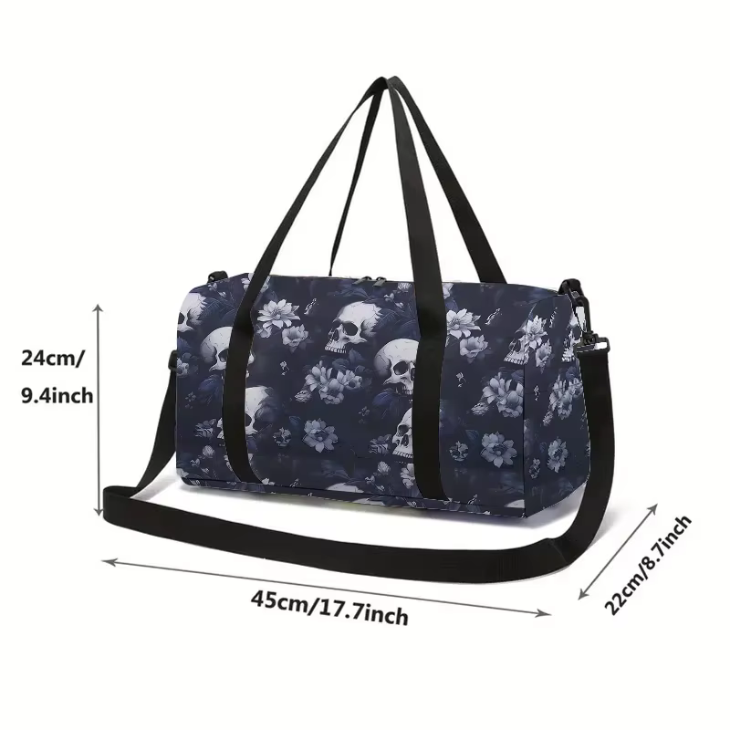 Sac de voyage grande capacité motif crâne floral pour garçons et filles – Meilleurs cadeaux – Sac