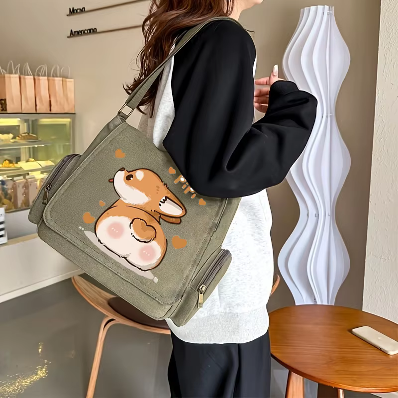 Sac à bandoulière imprimé Corgi pour femmes