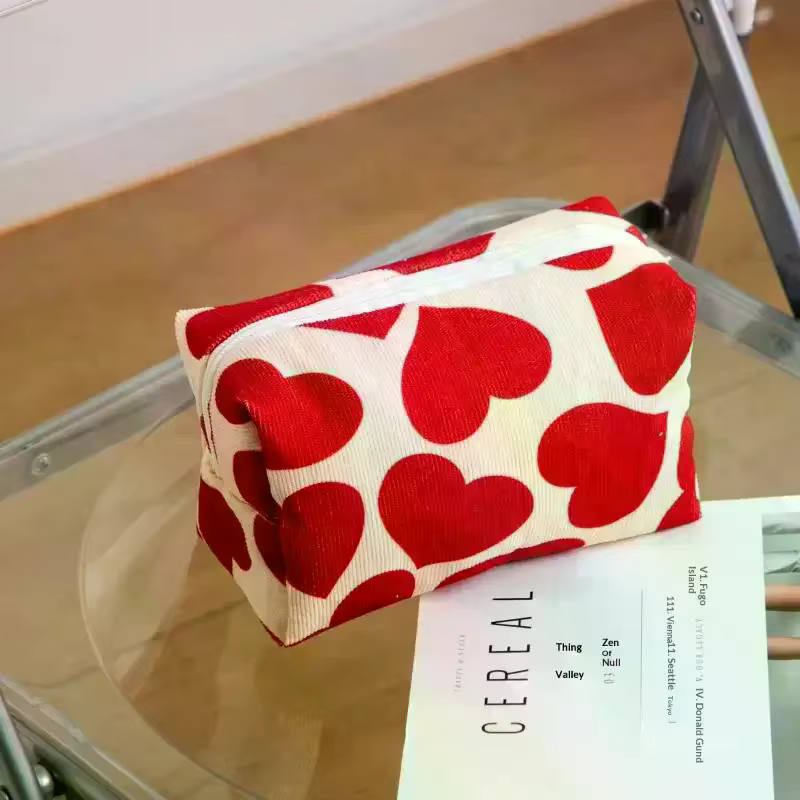 Sac à cosmétiques en velours côtelé pour femmes