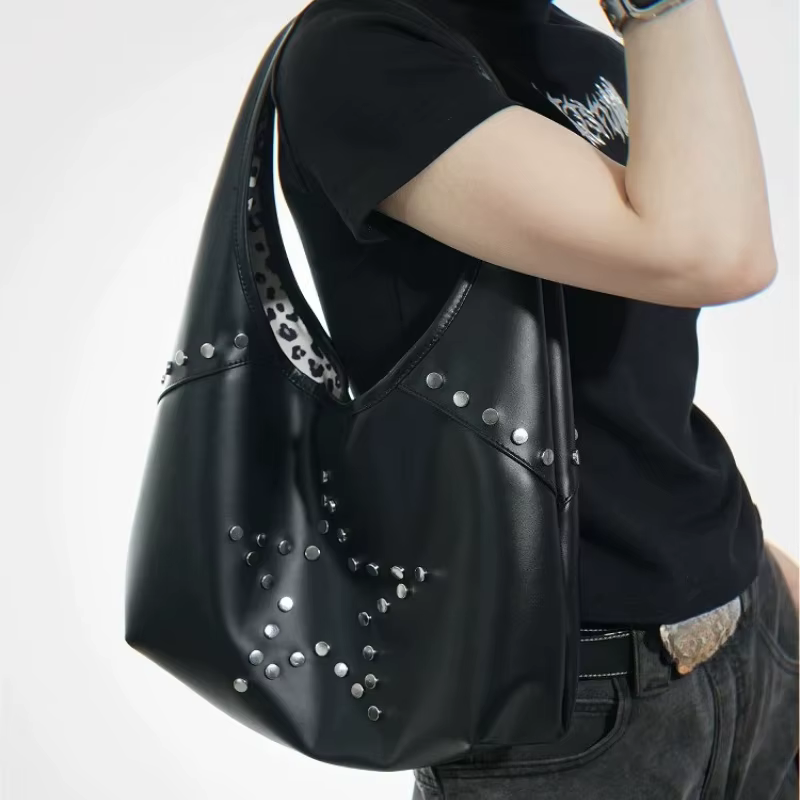 Sac fourre-tout à bandoulière Y2K clouté pour femme