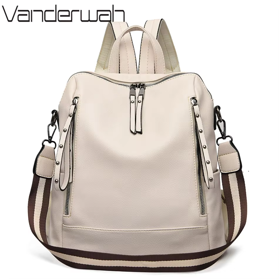 Sac à Dos de marque de luxe en cuir souple, étanche, Style Preppy, Sac multifonction pour jeunes étudiants