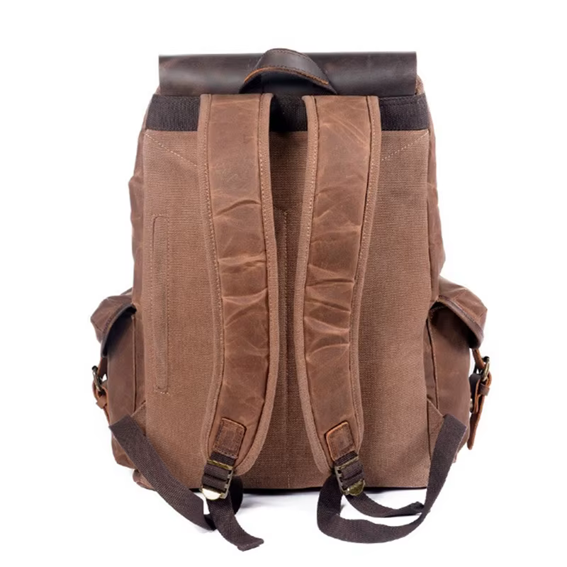 Nesitu – sacs à dos Vintage A4 en cuir véritable et toile cirée pour femmes et hommes