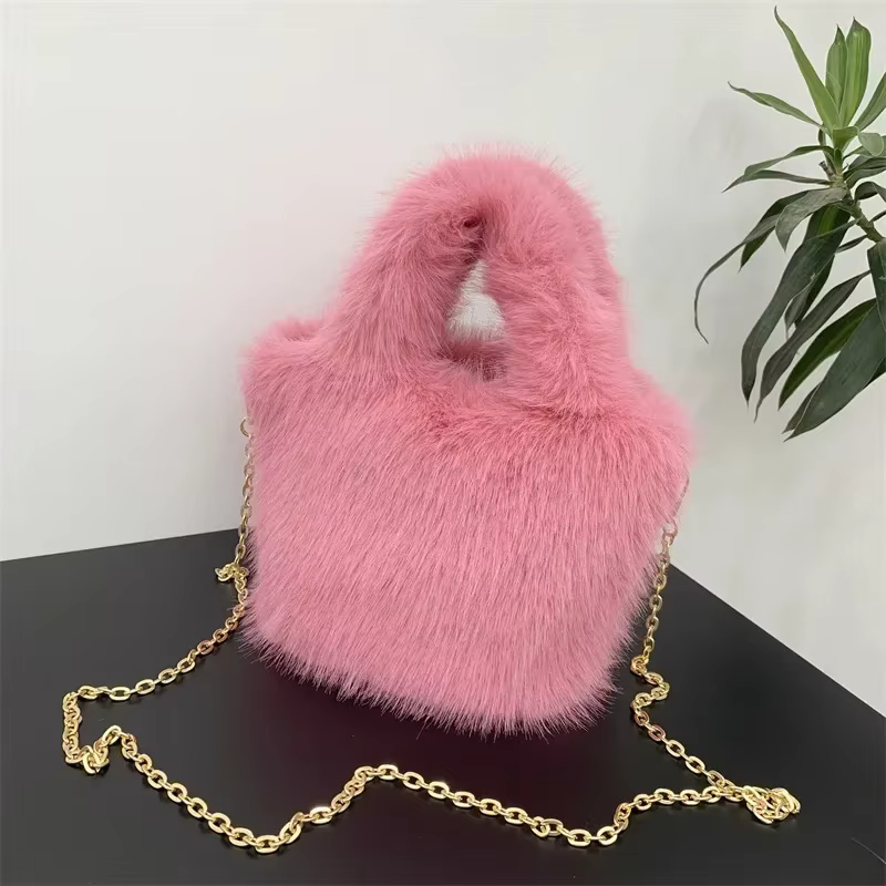 Sac à Main de Luxe en Fausse Fourrure pour Femme