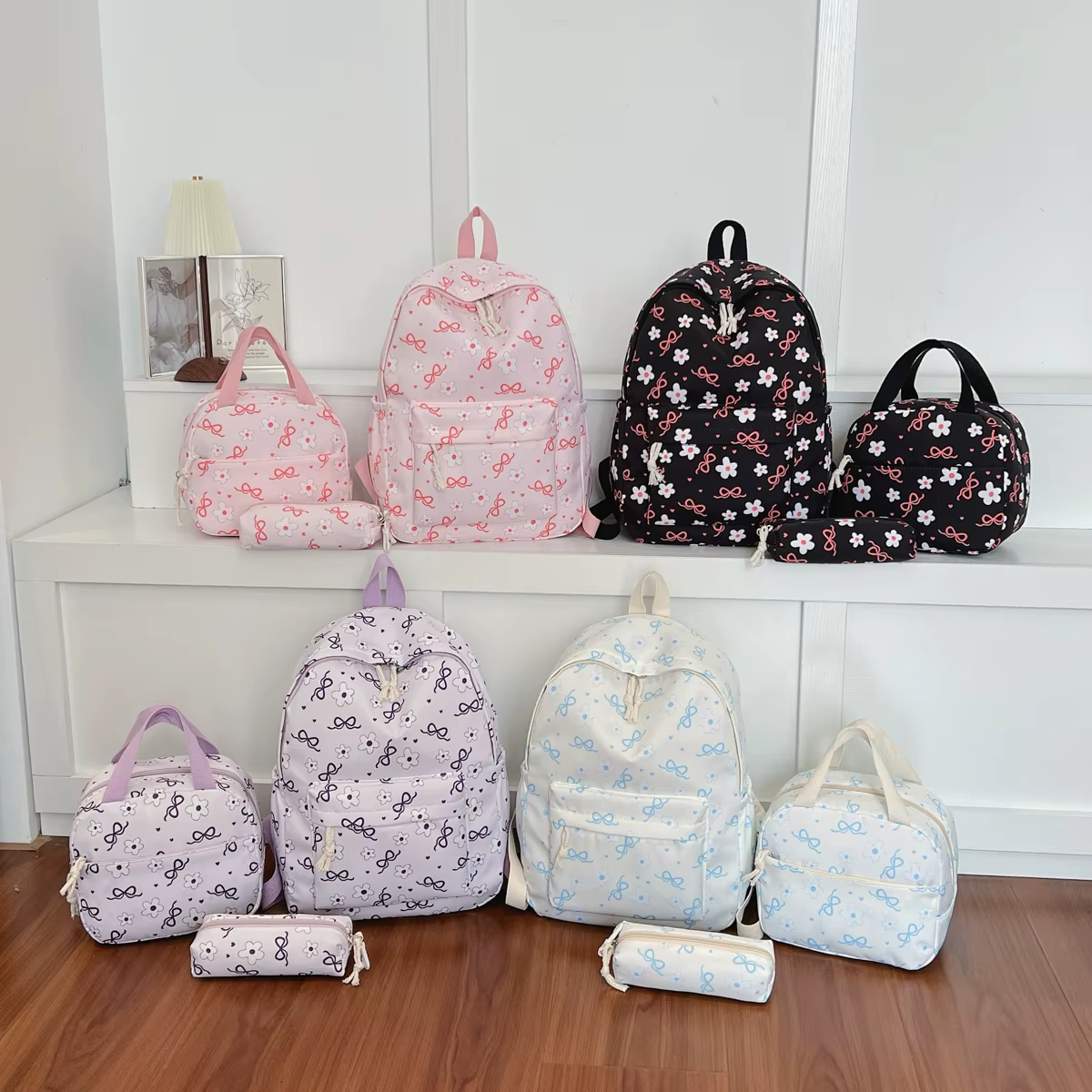 Sac à dos imprimé fleurs avec nœud