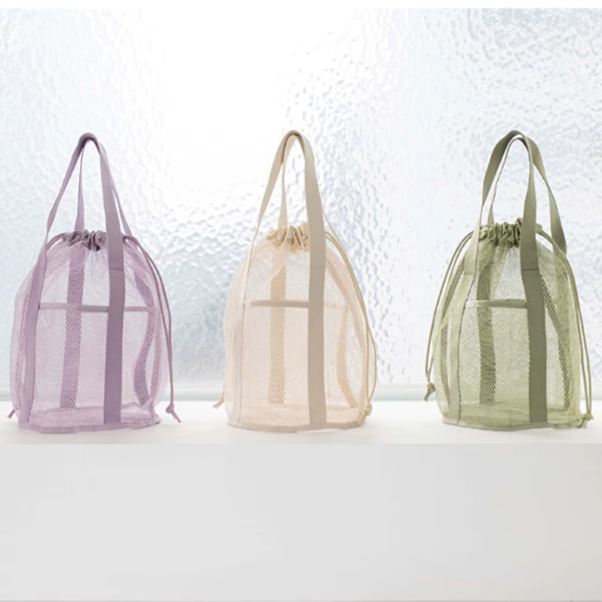 Sac de plage en filet avec cordon de serrage