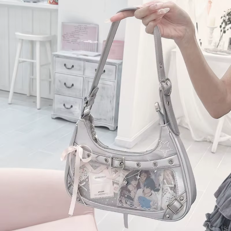Mignon Y2k femmes sac à bandoulière mode élégant doux Lolita Jk Ita sac Transparent littéraire Kawaii exquis femme sac à main