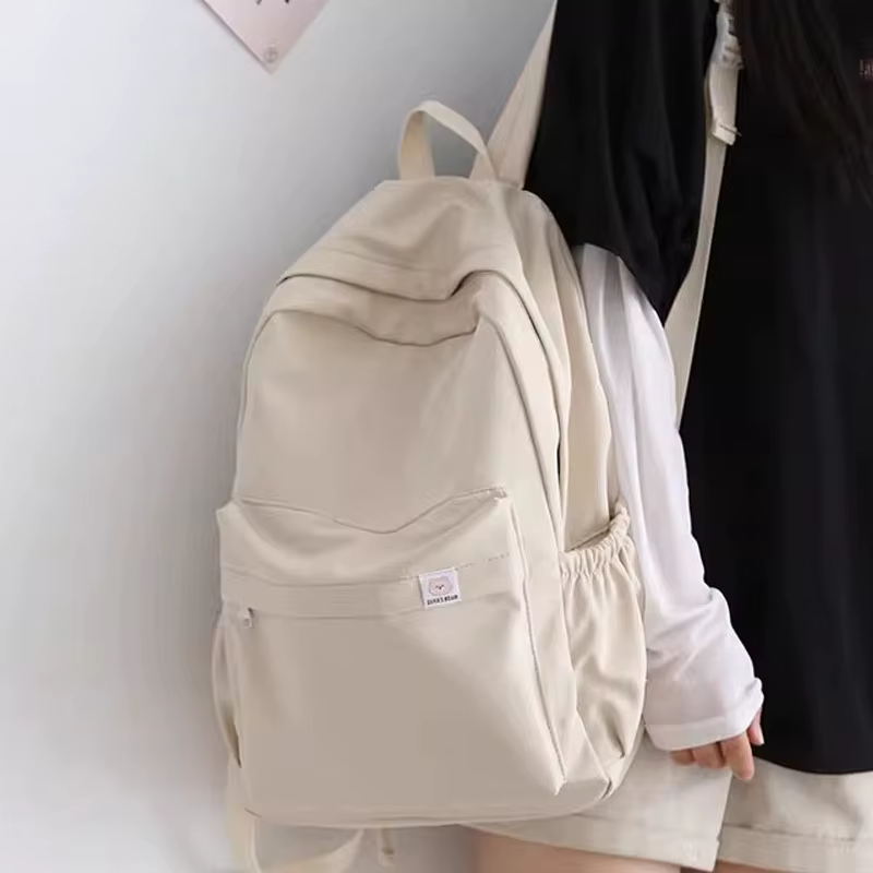 Doux doux fille couleur unie grande capacité étudiant sac à dos nouveau style pour hommes et femmes étudiants simple à la mode