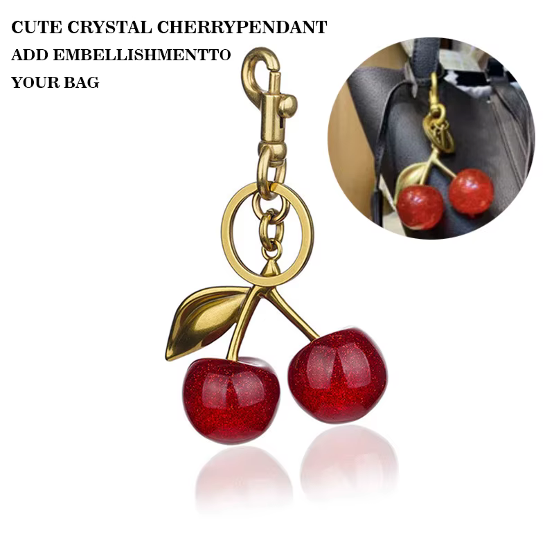 Porte-clés pendentif de sac à main à breloque cerise pour femmes