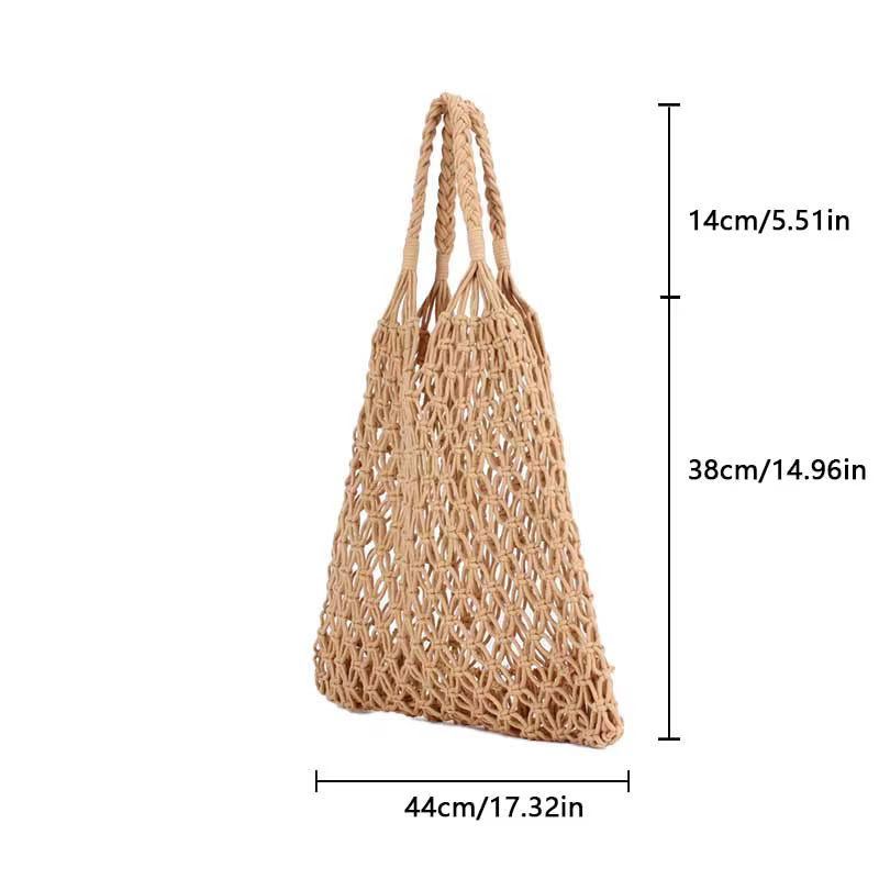 Sac de plage d'été pour femme en corde de coton tricotée