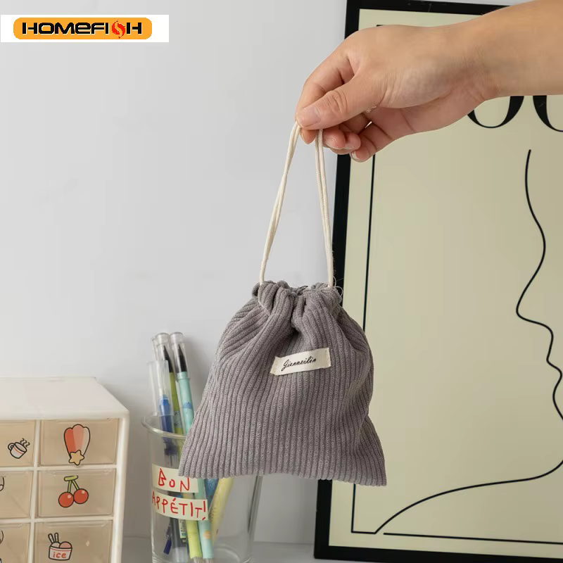 Sac à cordon en velours côtelé HOMEFISH, cadeau de Noël, bonbons, bijoux, cosmétiques, pièces de monnaie, clés, organisateur, sacs d'emballage, sac de rangement, pochette