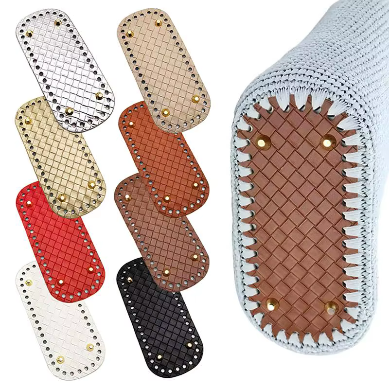 Base de sac en cuir faite à la main 18x8cm avec motif tressé