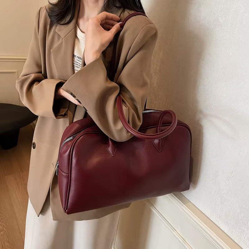 Sac fourre-tout rétro style universitaire grande capacité pour femme