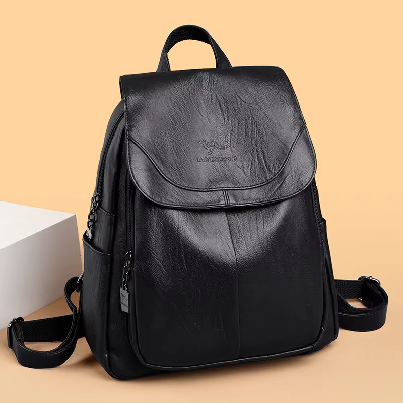 Sac à dos en cuir souple de grande capacité pour femmes