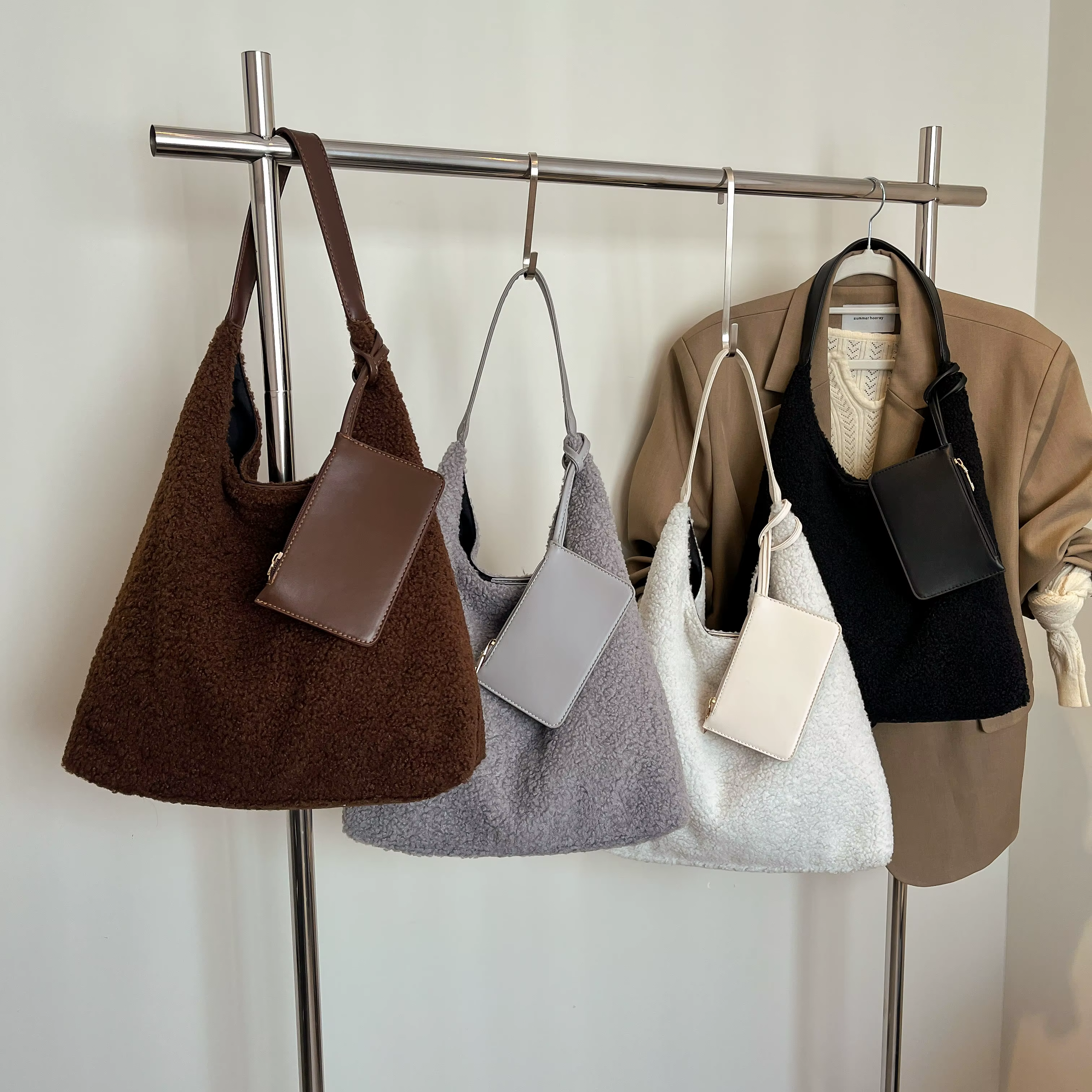 Mode femmes sac à main automne hiver fausse fourrure moelleux sacs