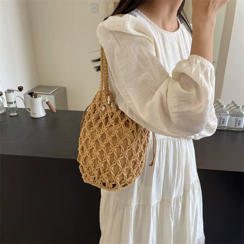 Sac à bandoulière en paille pour femme