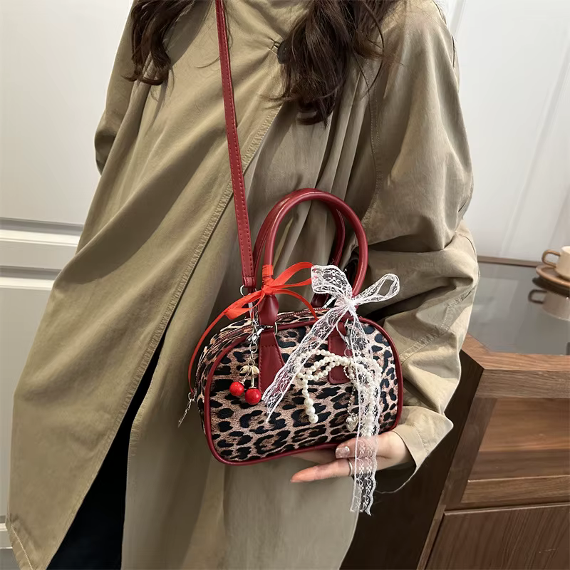 Sacs à bandoulière en PU léopard vintage pour femmes