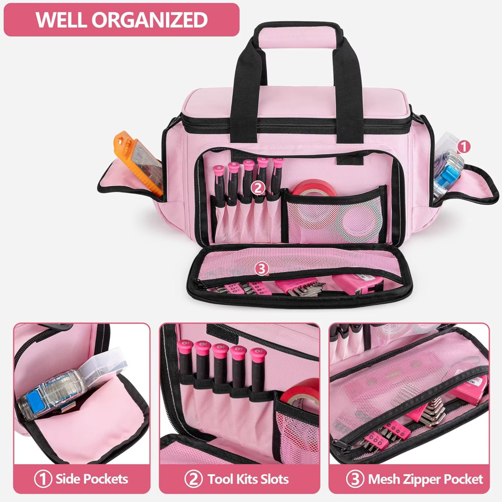 Sac à outils rose pour femmes