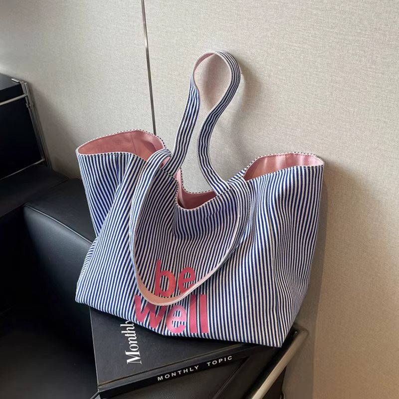 Sac à bandoulière décontracté à grandes rayures pour femmes