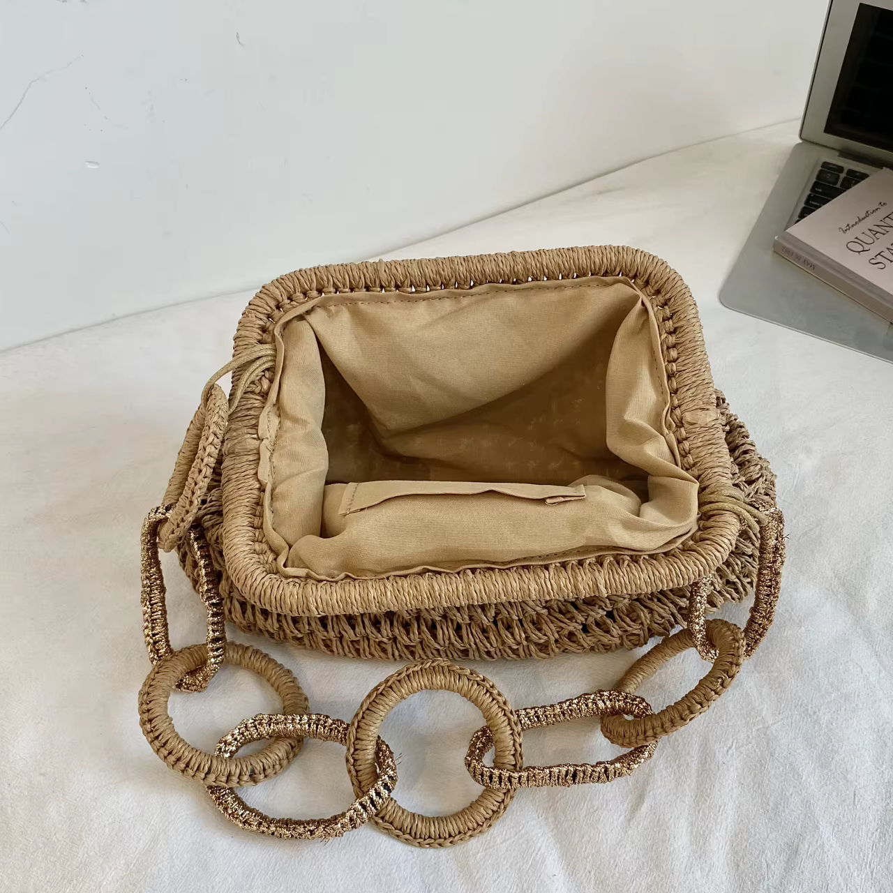 Sac à bandoulière rond grand format avec chaîne pour femme