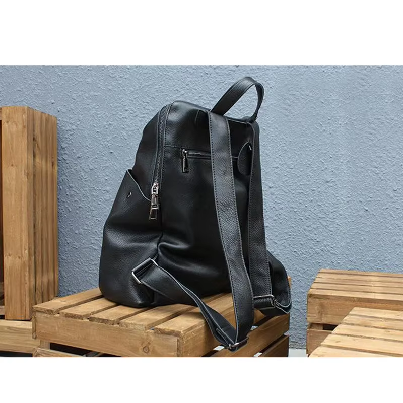 Sac à dos antivol en cuir véritable pour femme