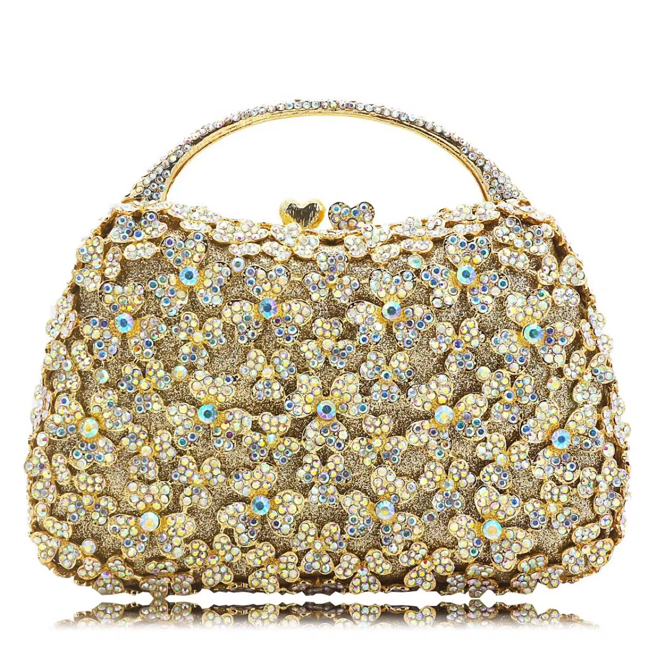 Petit sac ovale de couleur unie ouvert en or