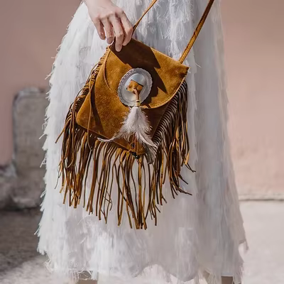 TEELYNN Boho Hippie gitane marron sac à franges pour femmes 2025 Vintage bandoulière bohème givré PU cuir gland