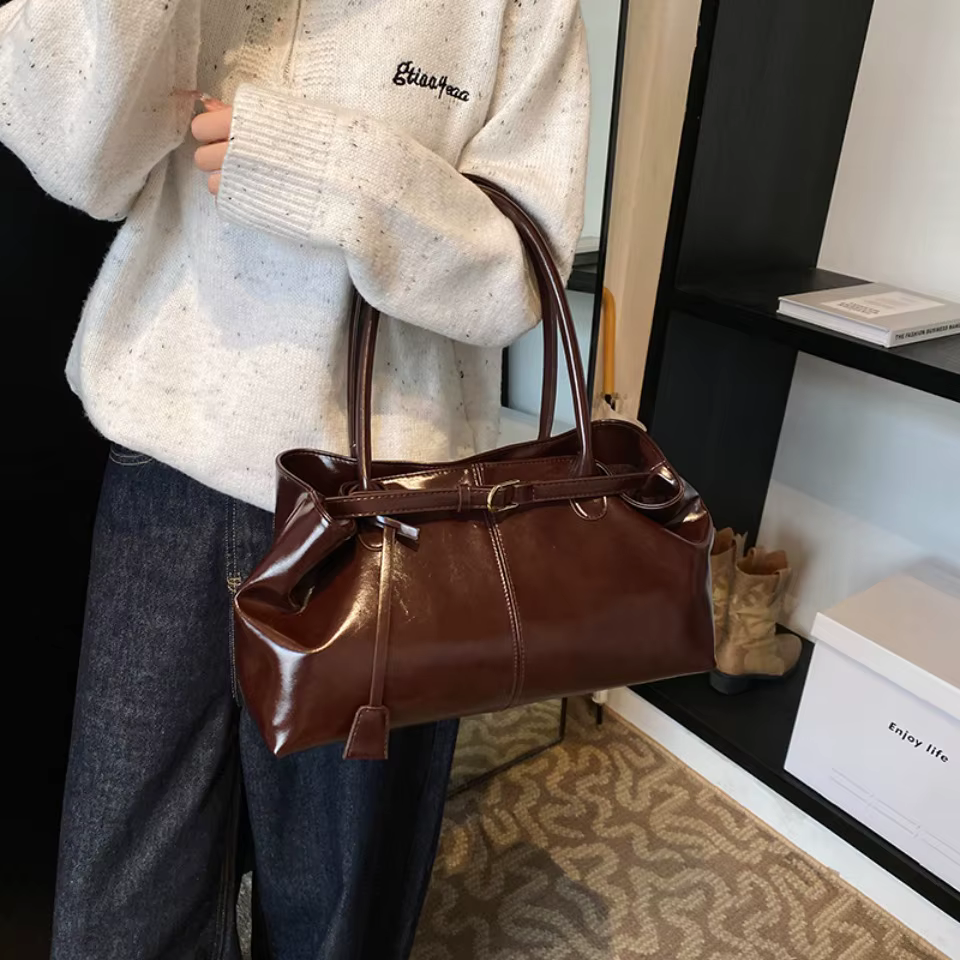 Sac à main Hobo en cuir PU huilé