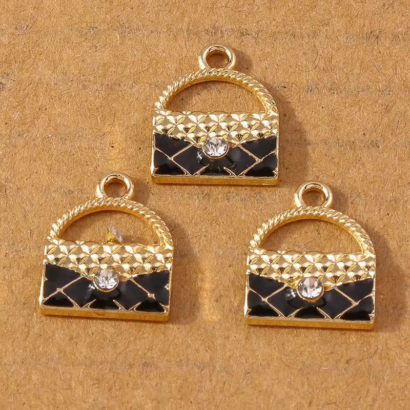 Breloques de sac à main en cristal faites à la main, design de marque de luxe, collier Pmotfor, boucles d'oreilles, bracelet à bricoler soi-même, bijoux, accessoires exécutifs, 10 pièces